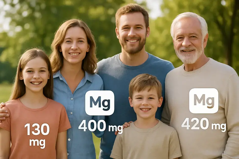 Daily recommended magnesium intake by age and gender